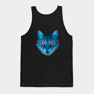 Blue Cat 3D with Red Eyes Gift for Cats Lover Tank Top
